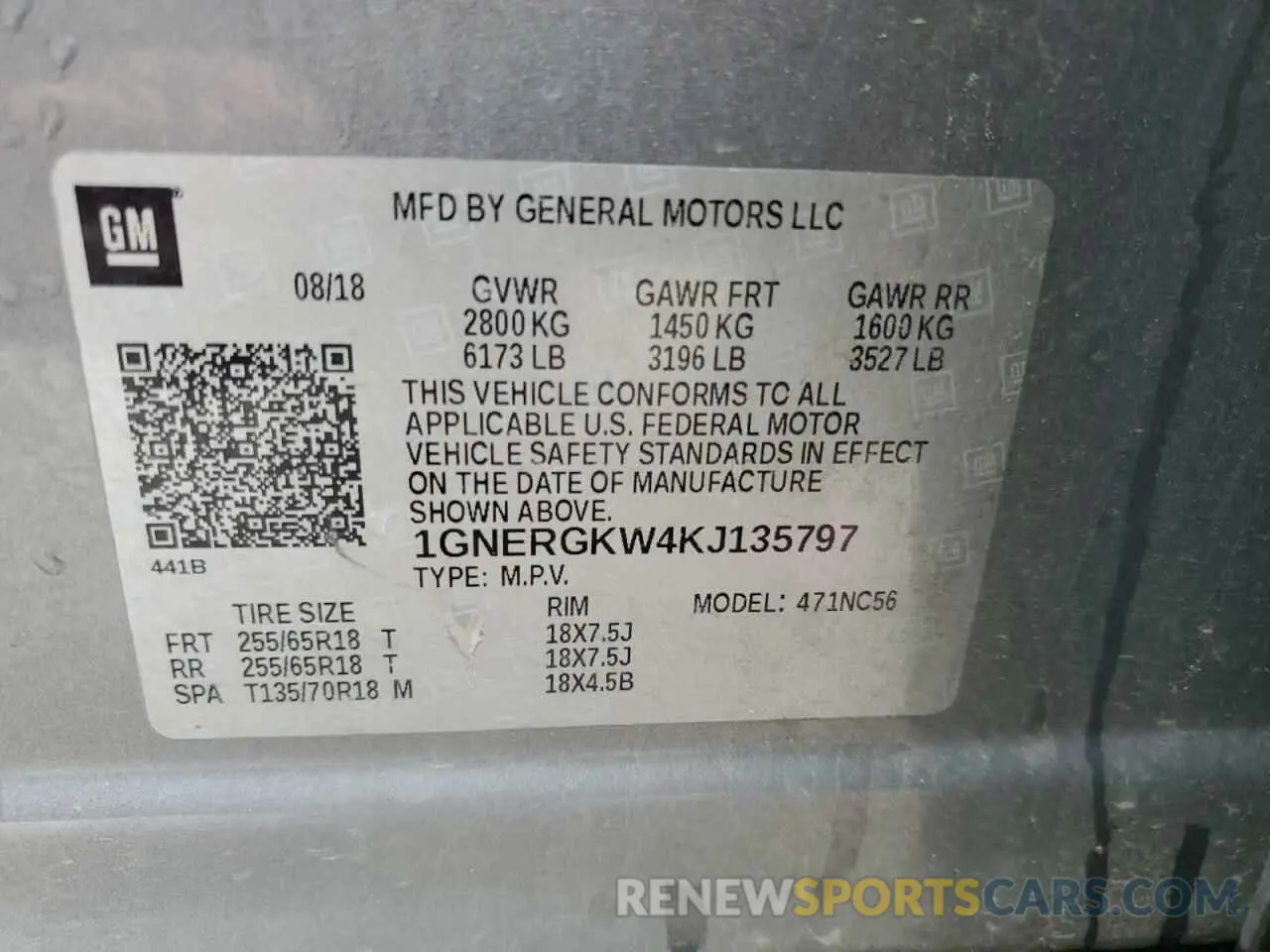 14 Photograph of a damaged car 1GNERGKW4KJ135797 CHEVROLET TRAVERSE 2019