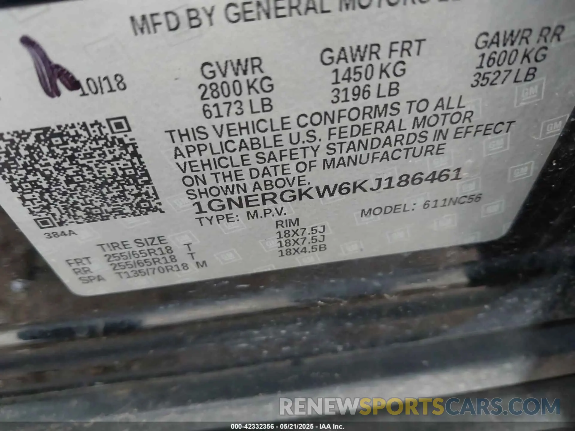 9 Photograph of a damaged car 1GNERGKW6KJ186461 CHEVROLET TRAVERSE 2019