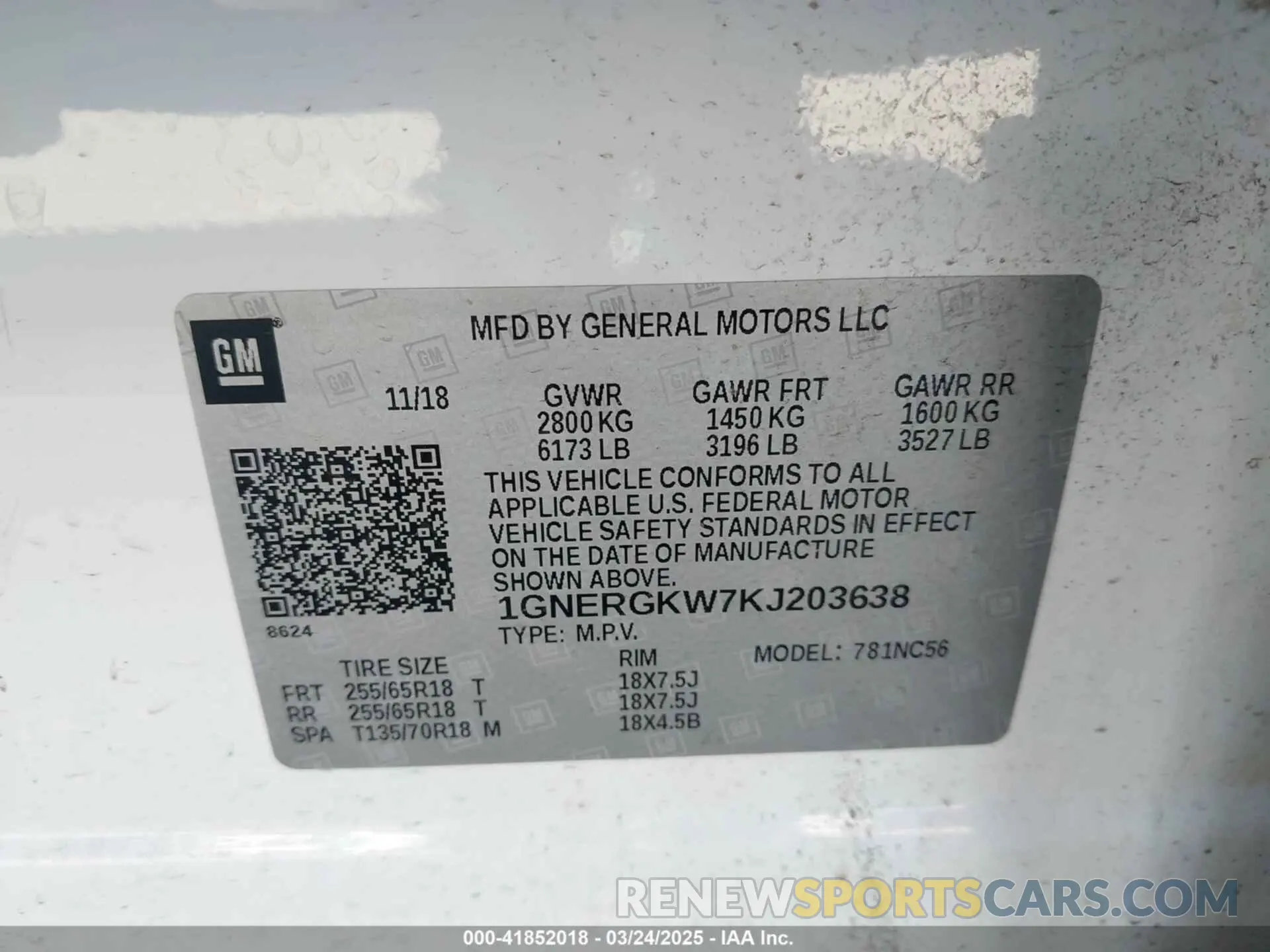 9 Photograph of a damaged car 1GNERGKW7KJ203638 CHEVROLET TRAVERSE 2019