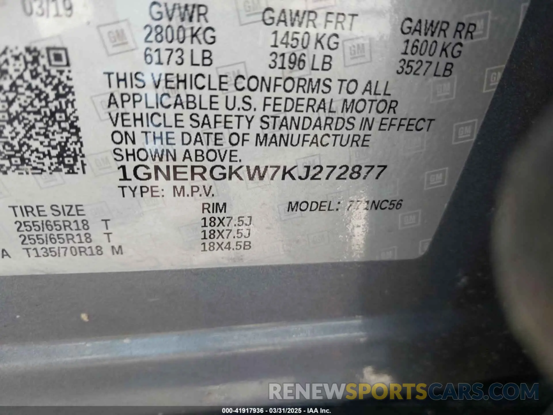 9 Photograph of a damaged car 1GNERGKW7KJ272877 CHEVROLET TRAVERSE 2019