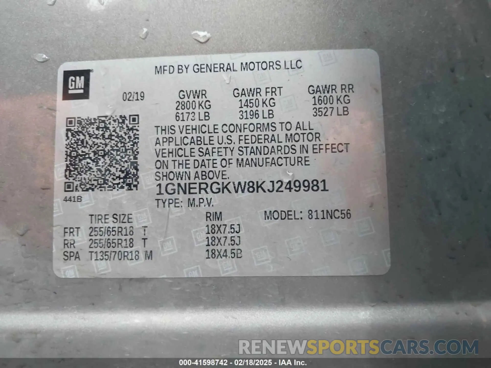 9 Photograph of a damaged car 1GNERGKW8KJ249981 CHEVROLET TRAVERSE 2019