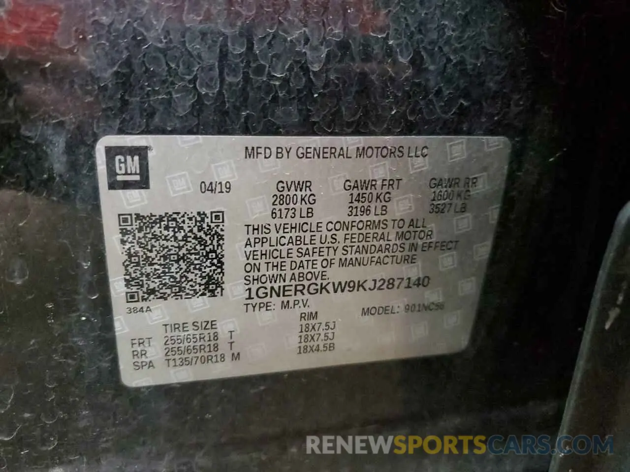 13 Photograph of a damaged car 1GNERGKW9KJ287140 CHEVROLET TRAVERSE 2019