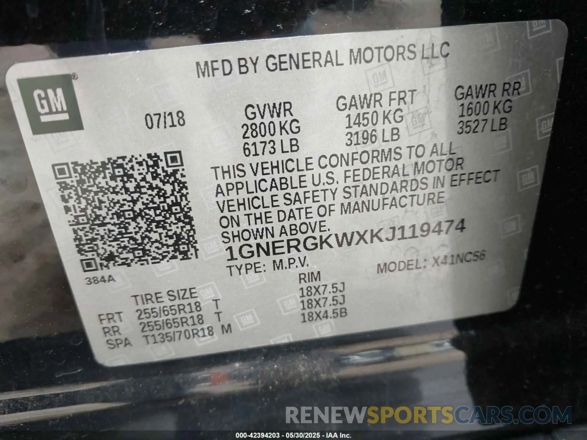 9 Photograph of a damaged car 1GNERGKWXKJ119474 CHEVROLET TRAVERSE 2019
