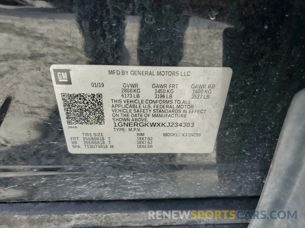 13 Photograph of a damaged car 1GNERGKWXKJ234303 CHEVROLET TRAVERSE 2019