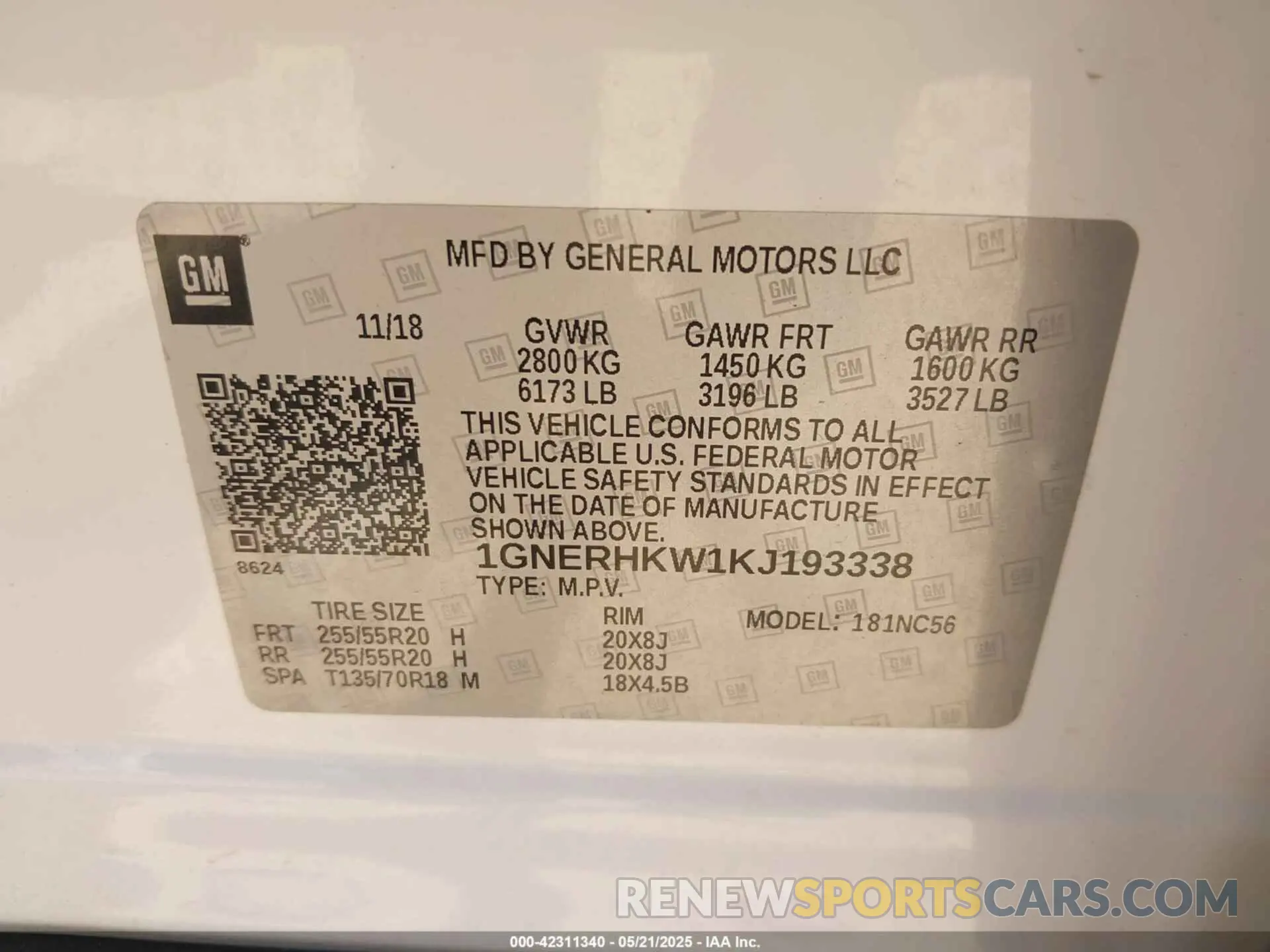 9 Photograph of a damaged car 1GNERHKW1KJ193338 CHEVROLET TRAVERSE 2019