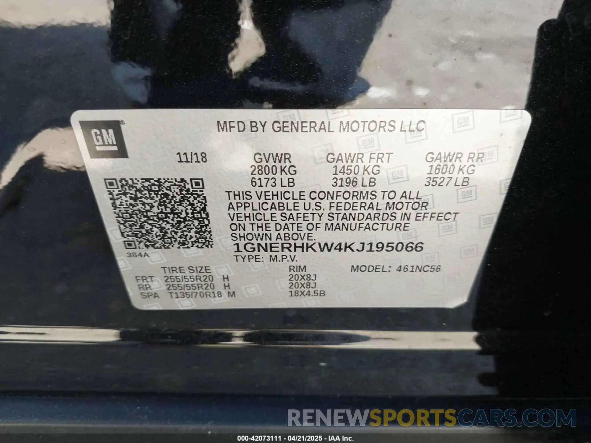 9 Photograph of a damaged car 1GNERHKW4KJ195066 CHEVROLET TRAVERSE 2019