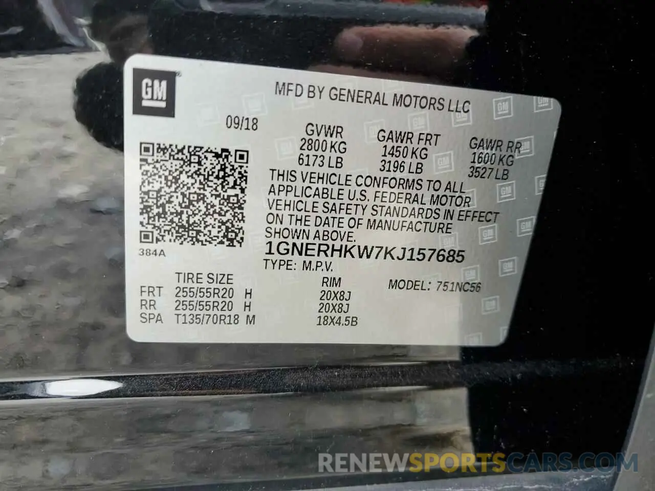 15 Photograph of a damaged car 1GNERHKW7KJ157685 CHEVROLET TRAVERSE 2019