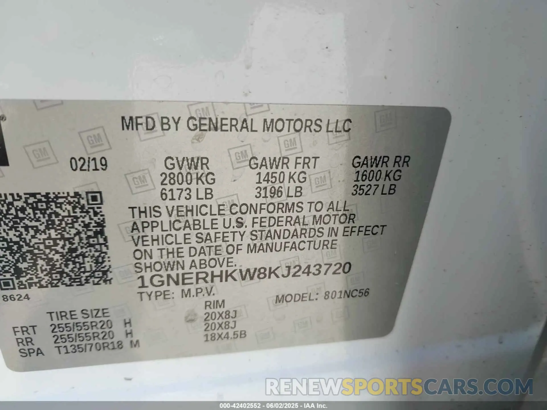 9 Photograph of a damaged car 1GNERHKW8KJ243720 CHEVROLET TRAVERSE 2019