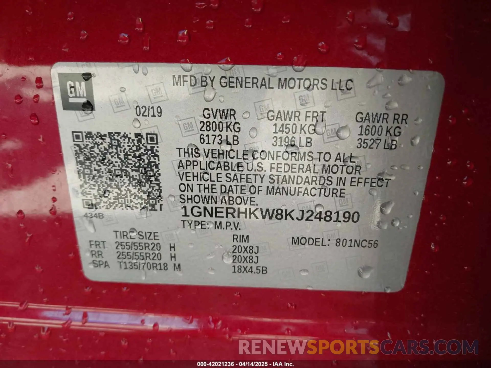 9 Photograph of a damaged car 1GNERHKW8KJ248190 CHEVROLET TRAVERSE 2019