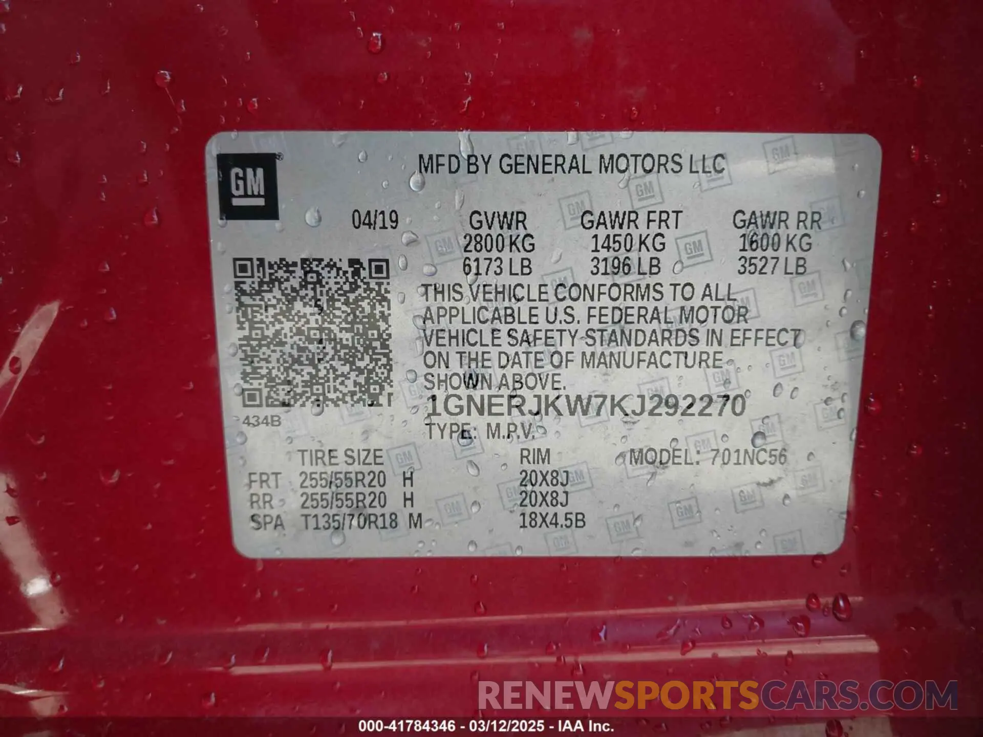 9 Photograph of a damaged car 1GNERJKW7KJ292270 CHEVROLET TRAVERSE 2019