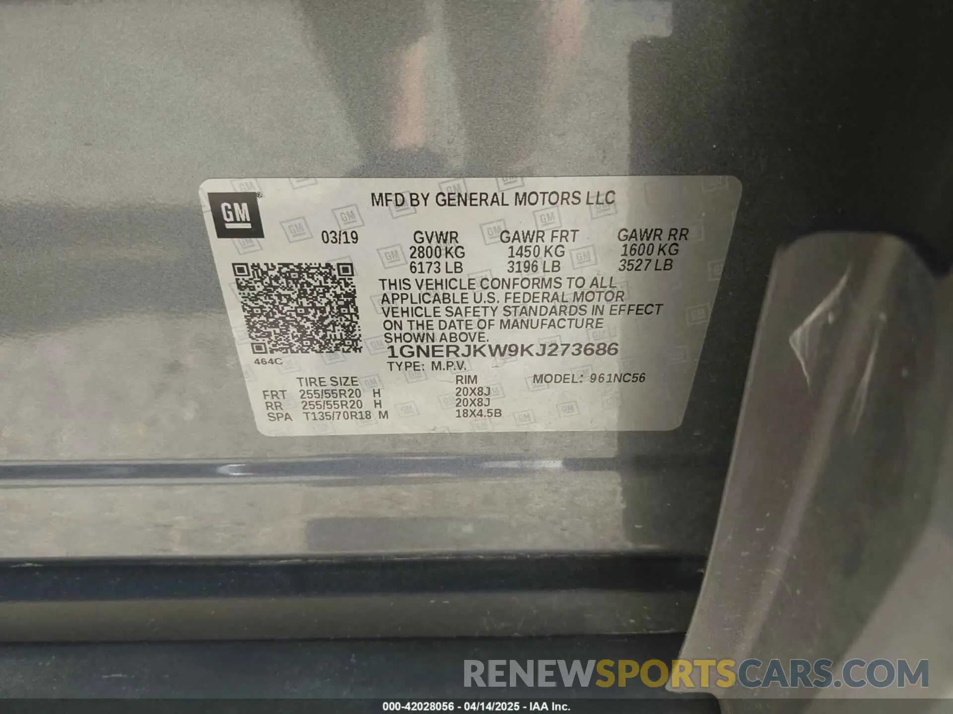 9 Photograph of a damaged car 1GNERJKW9KJ273686 CHEVROLET TRAVERSE 2019