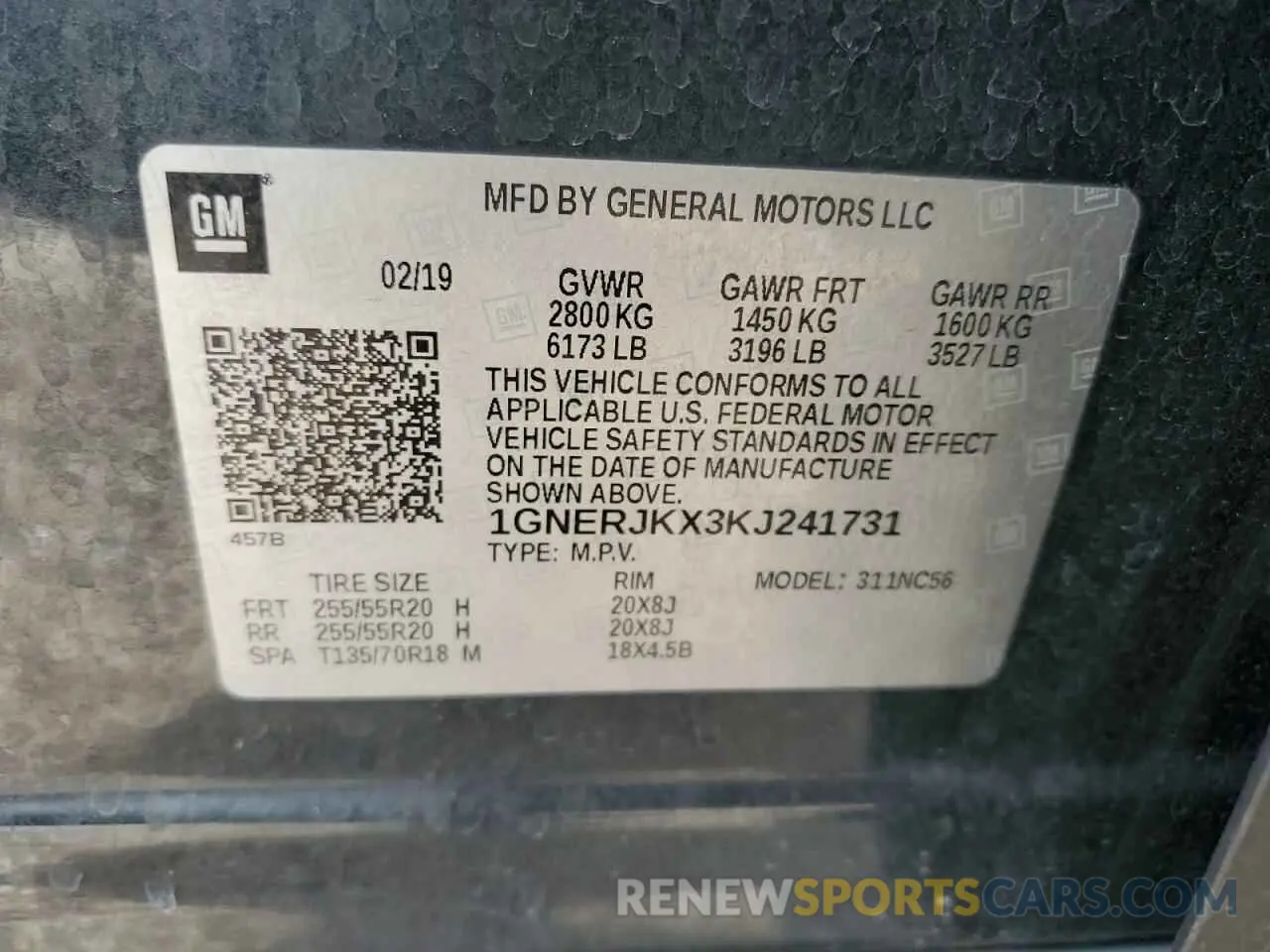14 Photograph of a damaged car 1GNERJKX3KJ241731 CHEVROLET TRAVERSE 2019