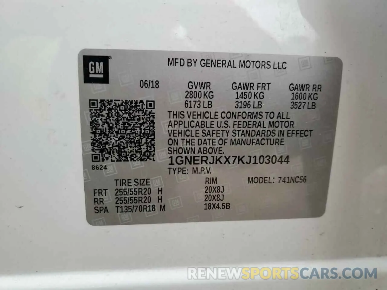 14 Photograph of a damaged car 1GNERJKX7KJ103044 CHEVROLET TRAVERSE 2019