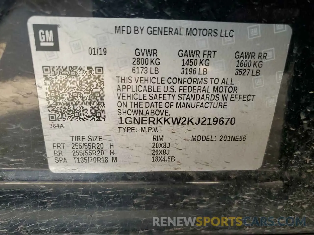 14 Photograph of a damaged car 1GNERKKW2KJ219670 CHEVROLET TRAVERSE 2019