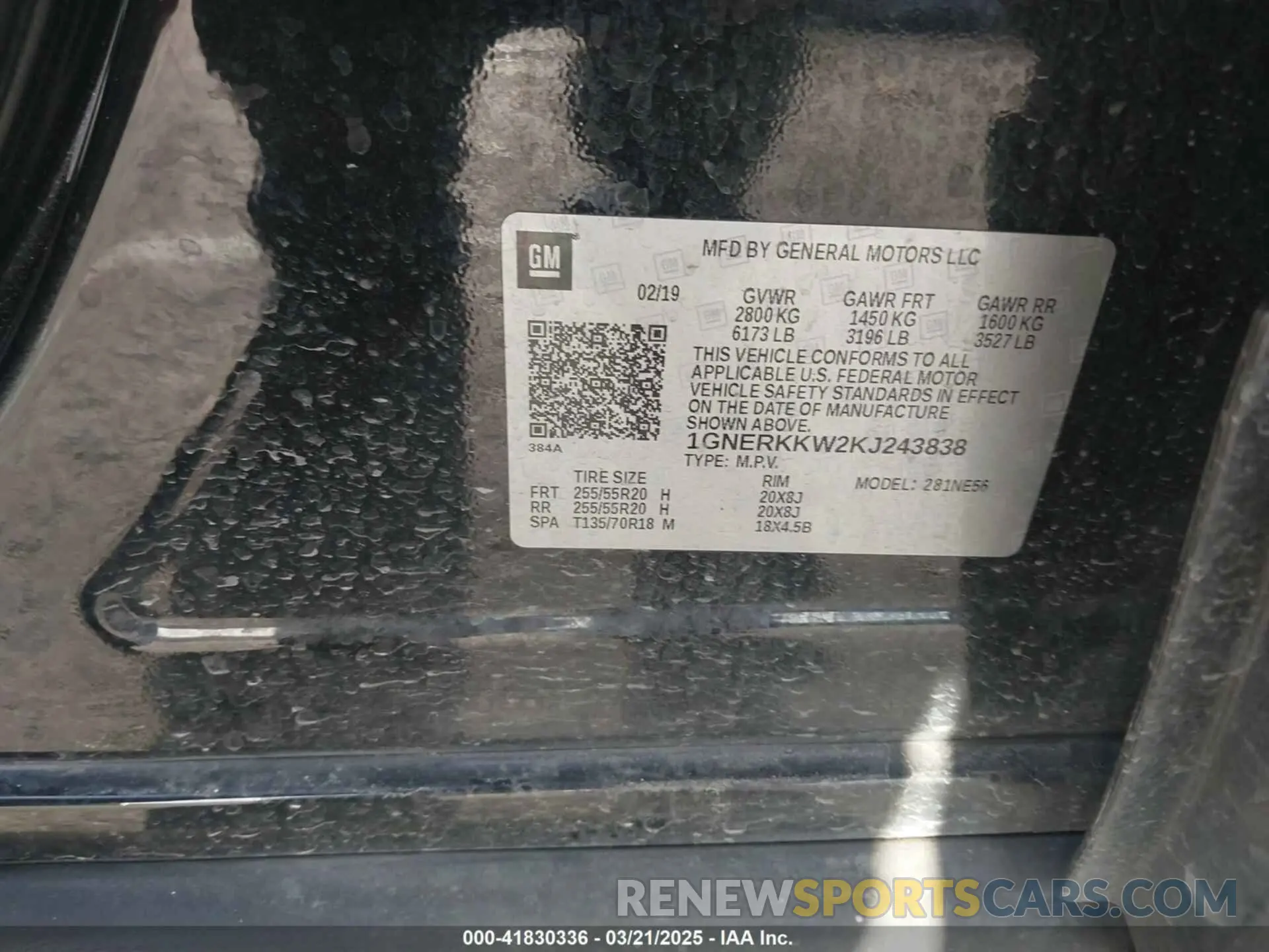 9 Photograph of a damaged car 1GNERKKW2KJ243838 CHEVROLET TRAVERSE 2019