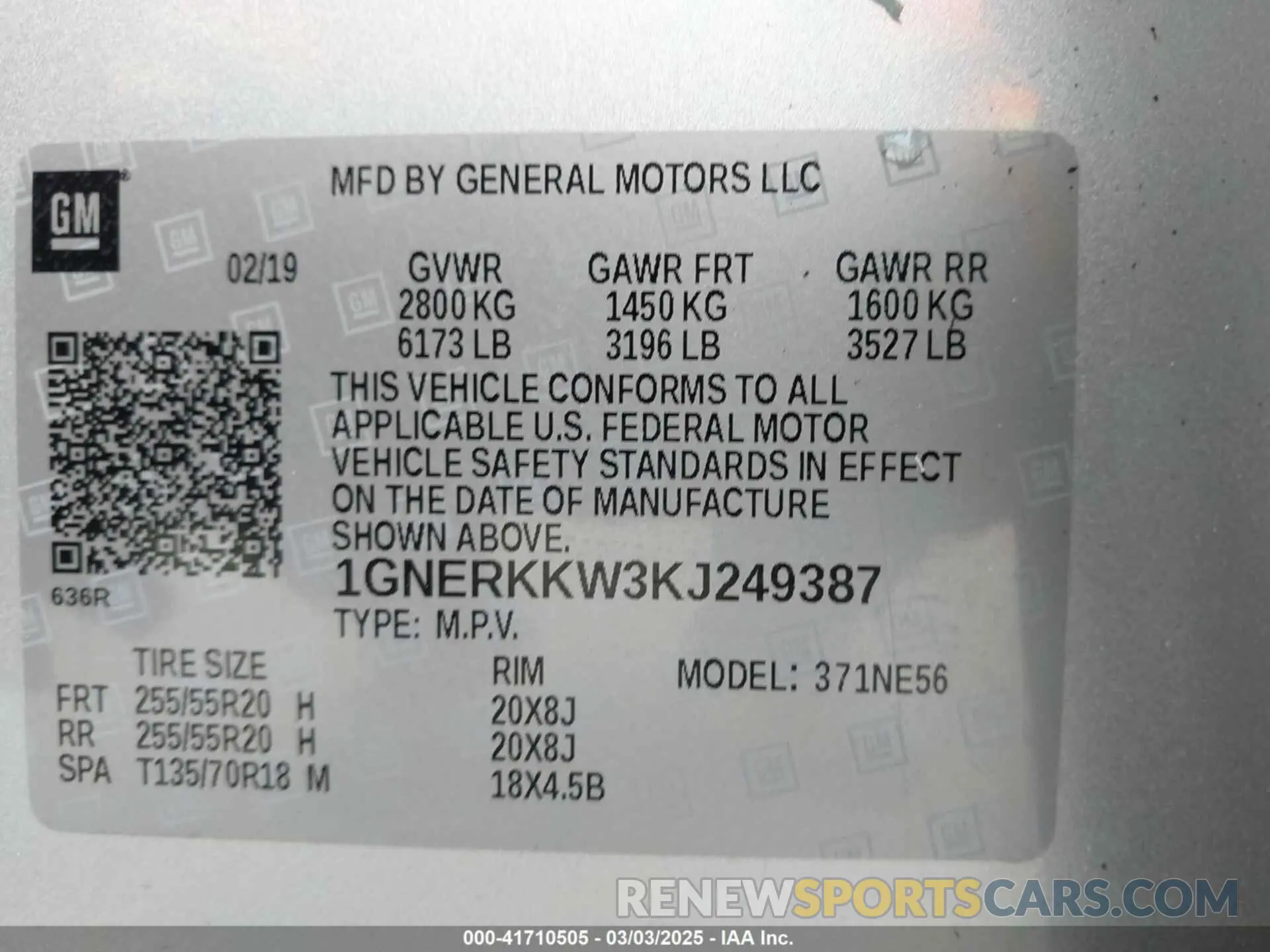 9 Photograph of a damaged car 1GNERKKW3KJ249387 CHEVROLET TRAVERSE 2019