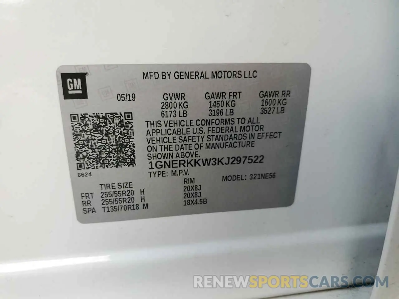 14 Photograph of a damaged car 1GNERKKW3KJ297522 CHEVROLET TRAVERSE 2019