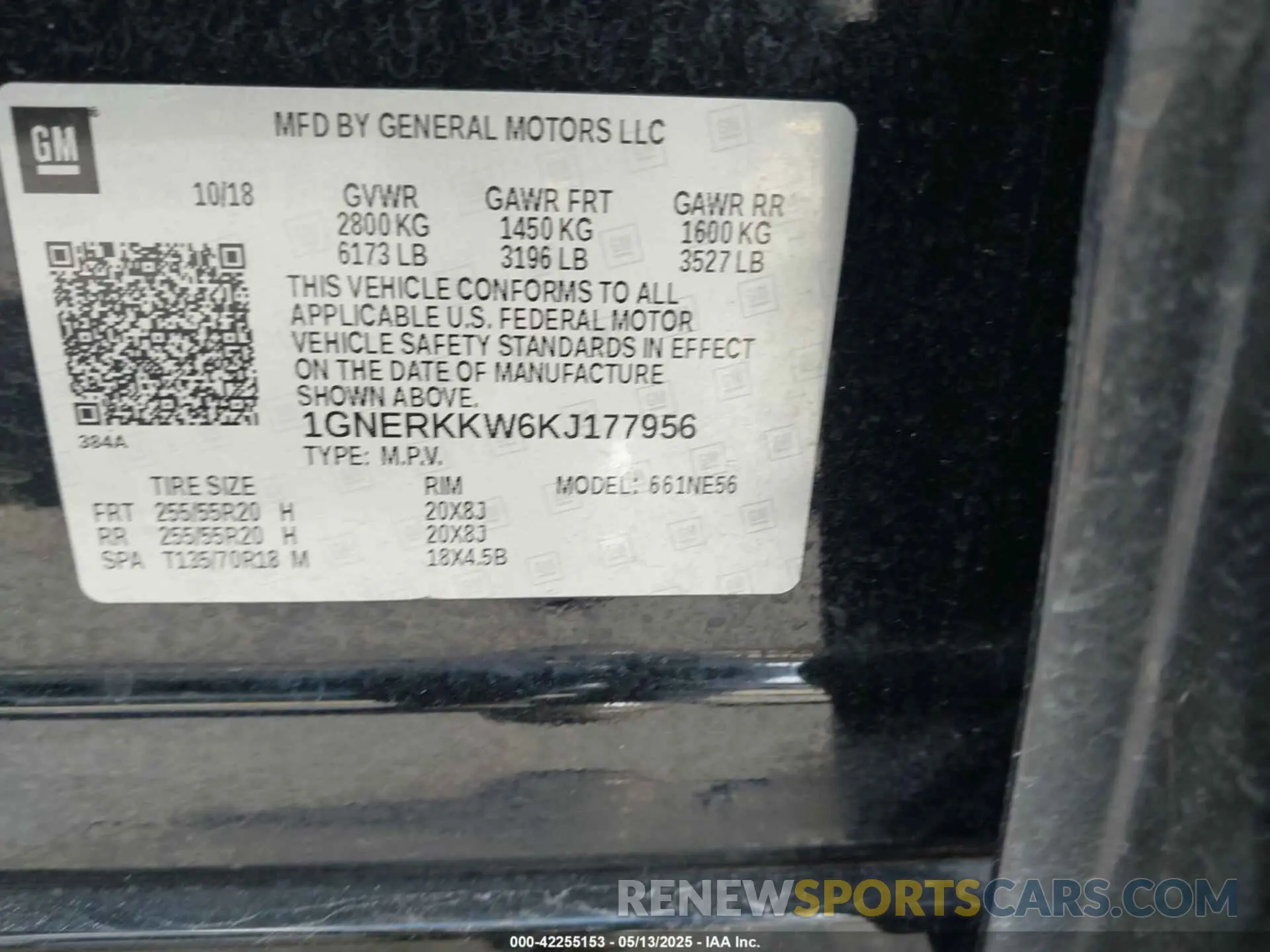 9 Photograph of a damaged car 1GNERKKW6KJ177956 CHEVROLET TRAVERSE 2019