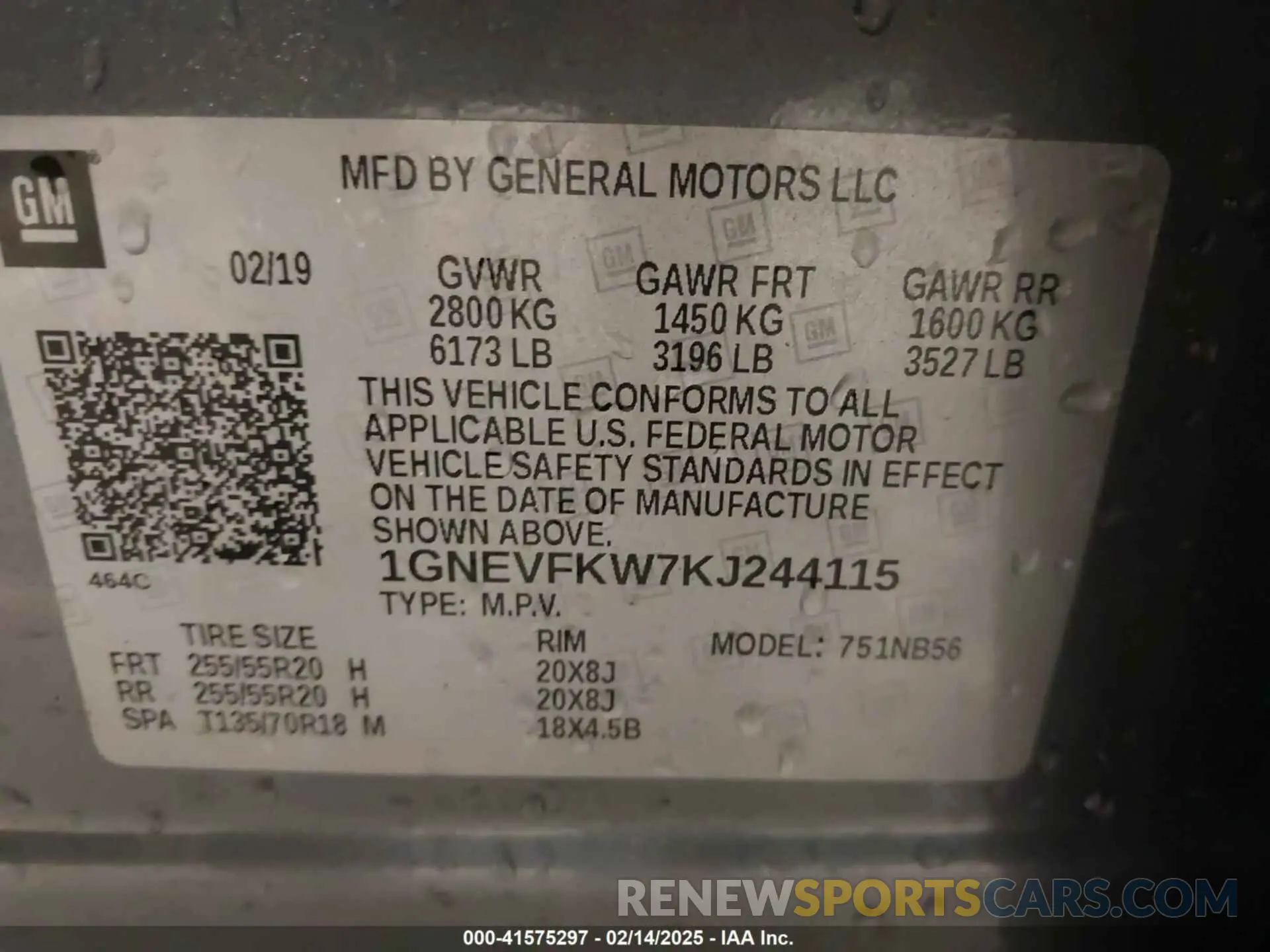 9 Photograph of a damaged car 1GNEVFKW7KJ244115 CHEVROLET TRAVERSE 2019