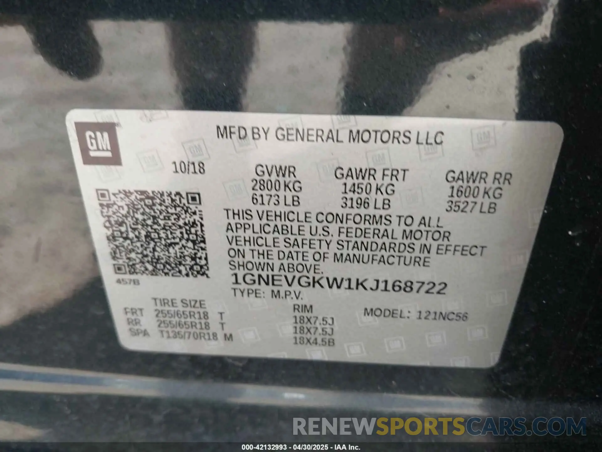 9 Photograph of a damaged car 1GNEVGKW1KJ168722 CHEVROLET TRAVERSE 2019