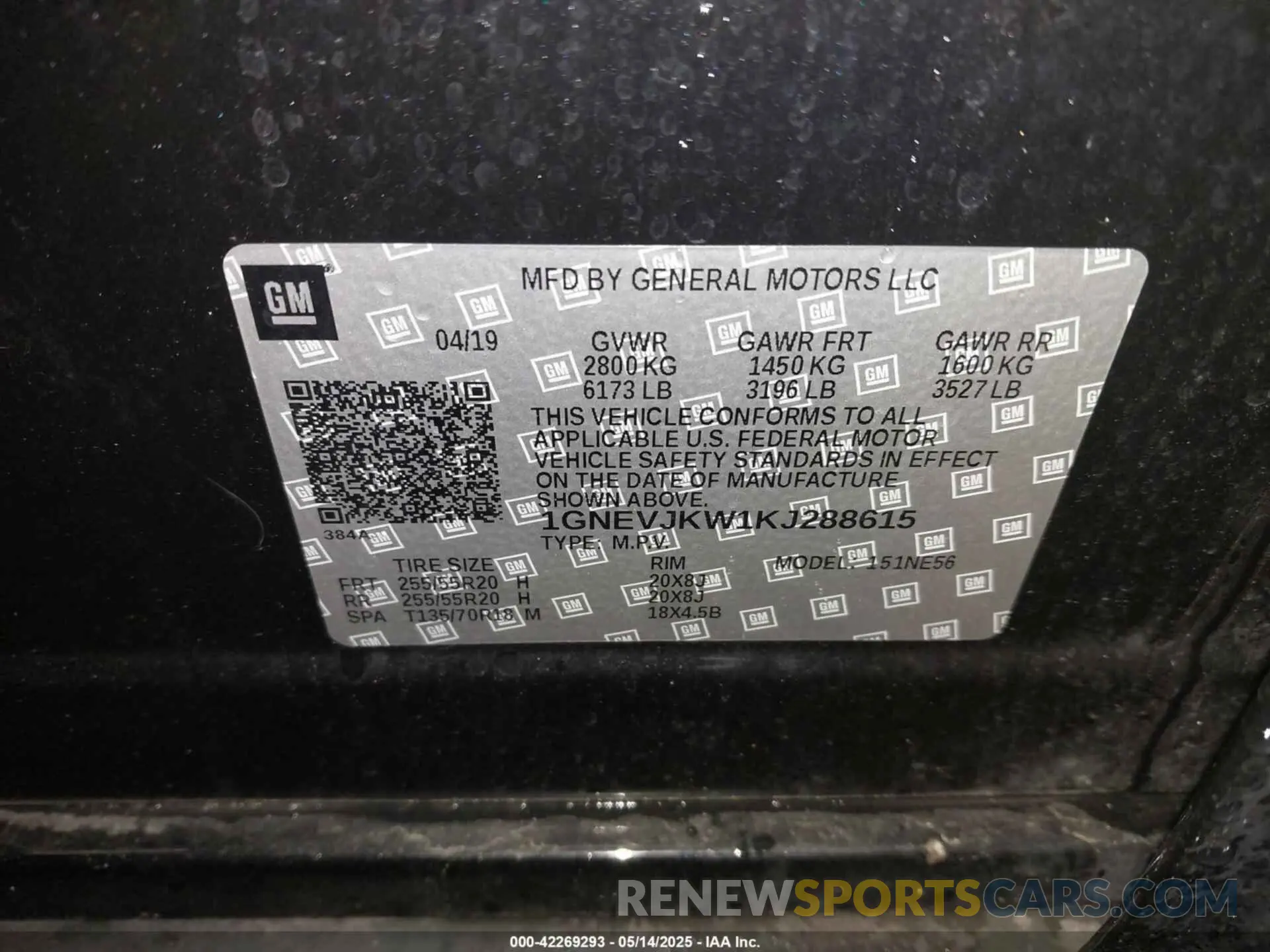 9 Photograph of a damaged car 1GNEVJKW1KJ288615 CHEVROLET TRAVERSE 2019
