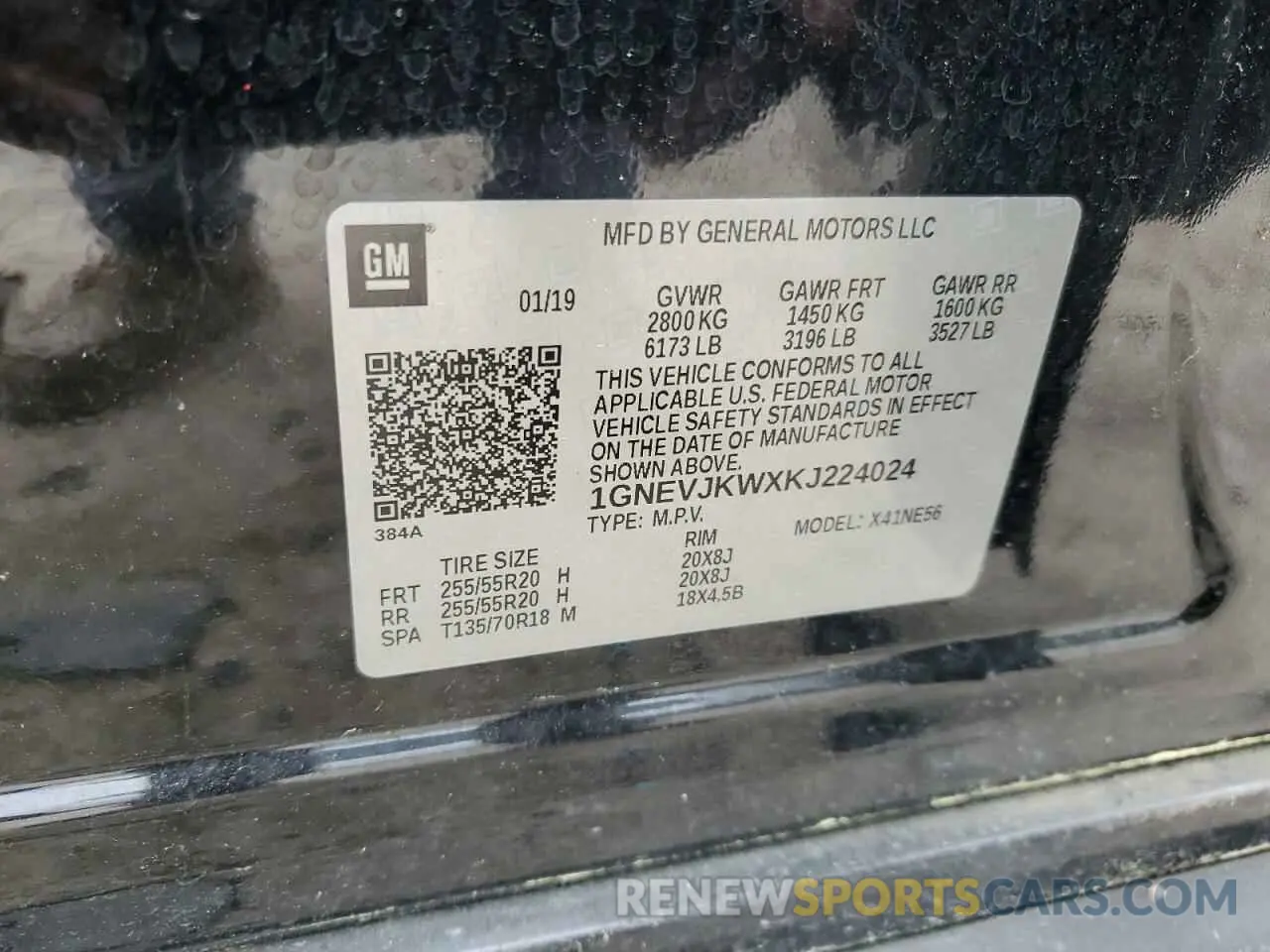15 Photograph of a damaged car 1GNEVJKWXKJ224024 CHEVROLET TRAVERSE 2019