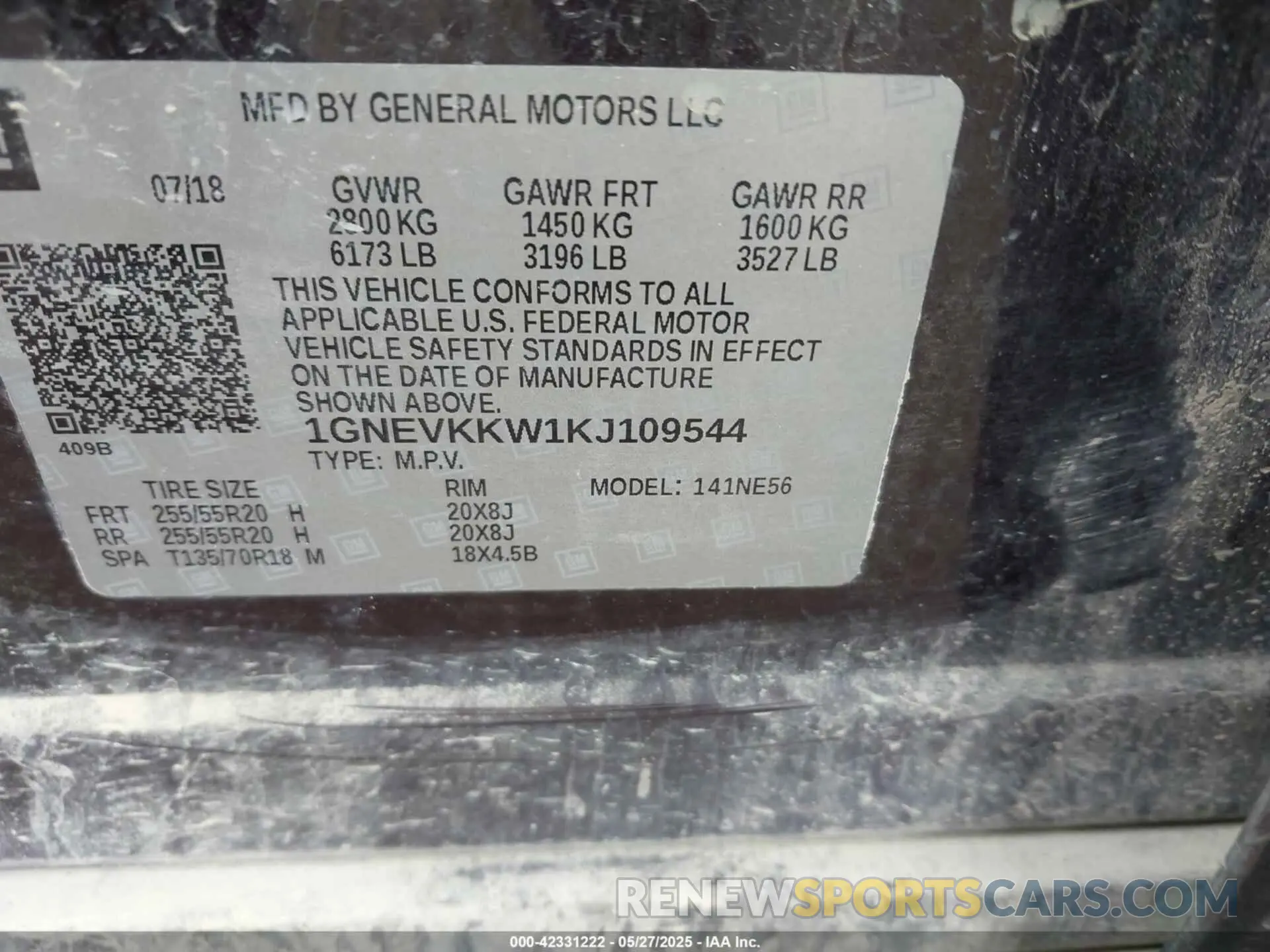 9 Photograph of a damaged car 1GNEVKKW1KJ109544 CHEVROLET TRAVERSE 2019