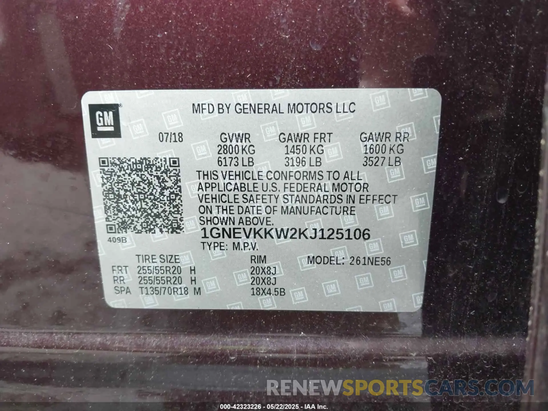 9 Photograph of a damaged car 1GNEVKKW2KJ125106 CHEVROLET TRAVERSE 2019