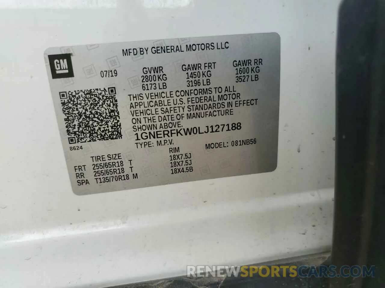 14 Photograph of a damaged car 1GNERFKW0LJ127188 CHEVROLET TRAVERSE 2020