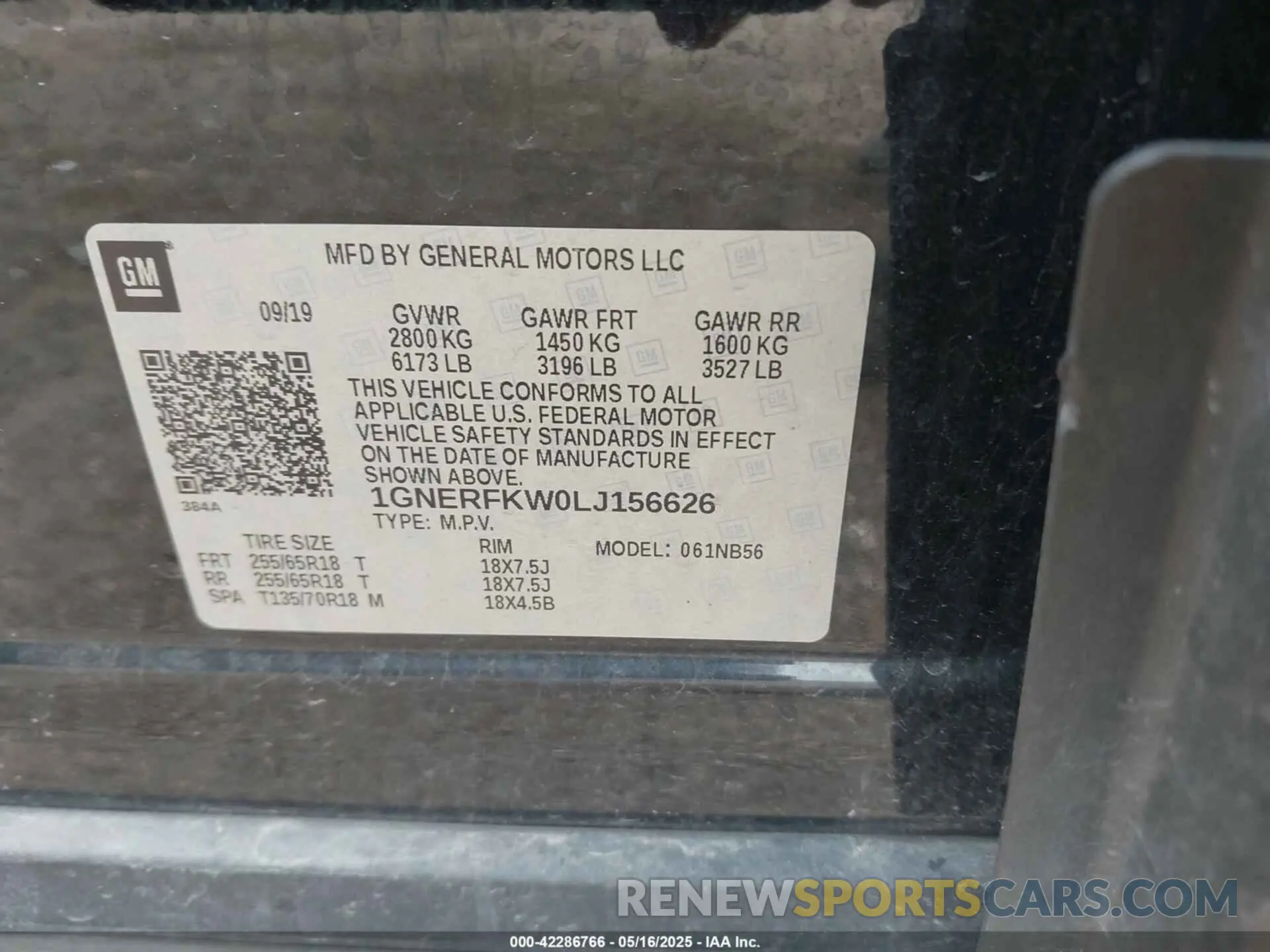 9 Photograph of a damaged car 1GNERFKW0LJ156626 CHEVROLET TRAVERSE 2020