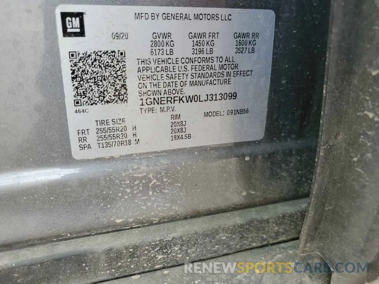 13 Photograph of a damaged car 1GNERFKW0LJ313099 CHEVROLET TRAVERSE 2020