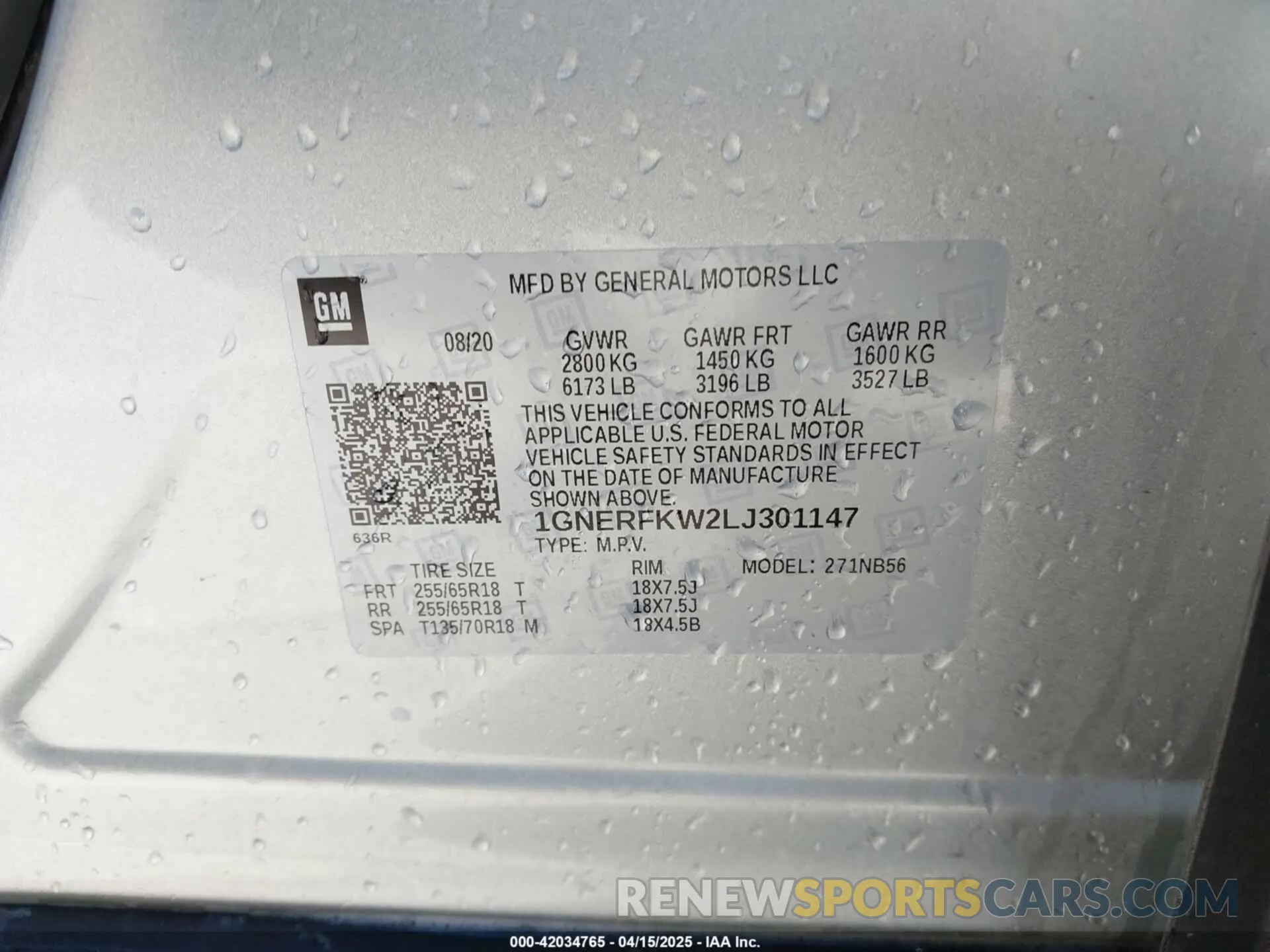 9 Photograph of a damaged car 1GNERFKW2LJ301147 CHEVROLET TRAVERSE 2020