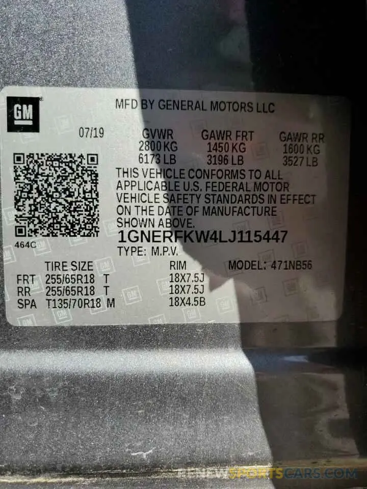 14 Photograph of a damaged car 1GNERFKW4LJ115447 CHEVROLET TRAVERSE 2020