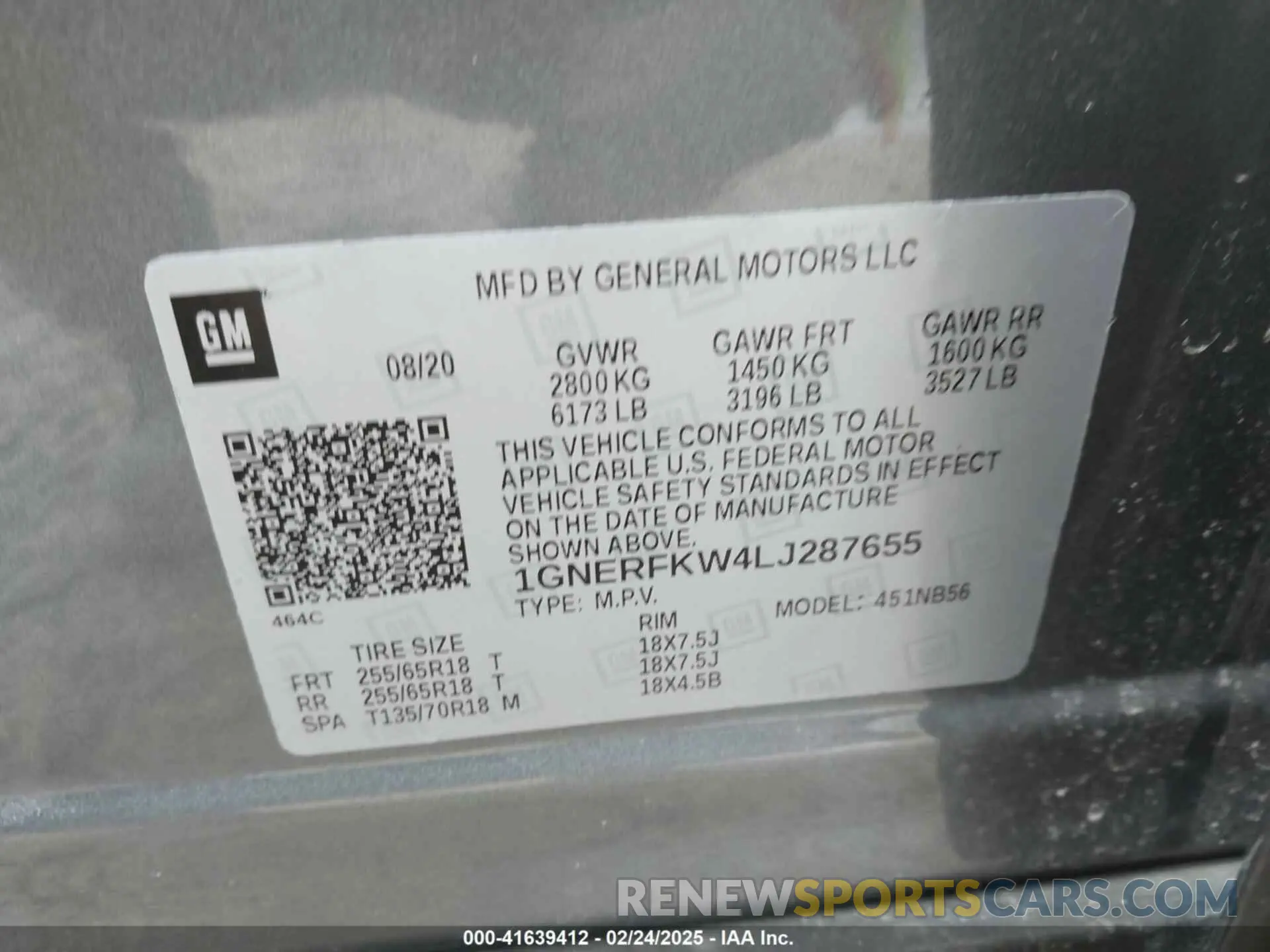 9 Photograph of a damaged car 1GNERFKW4LJ287655 CHEVROLET TRAVERSE 2020