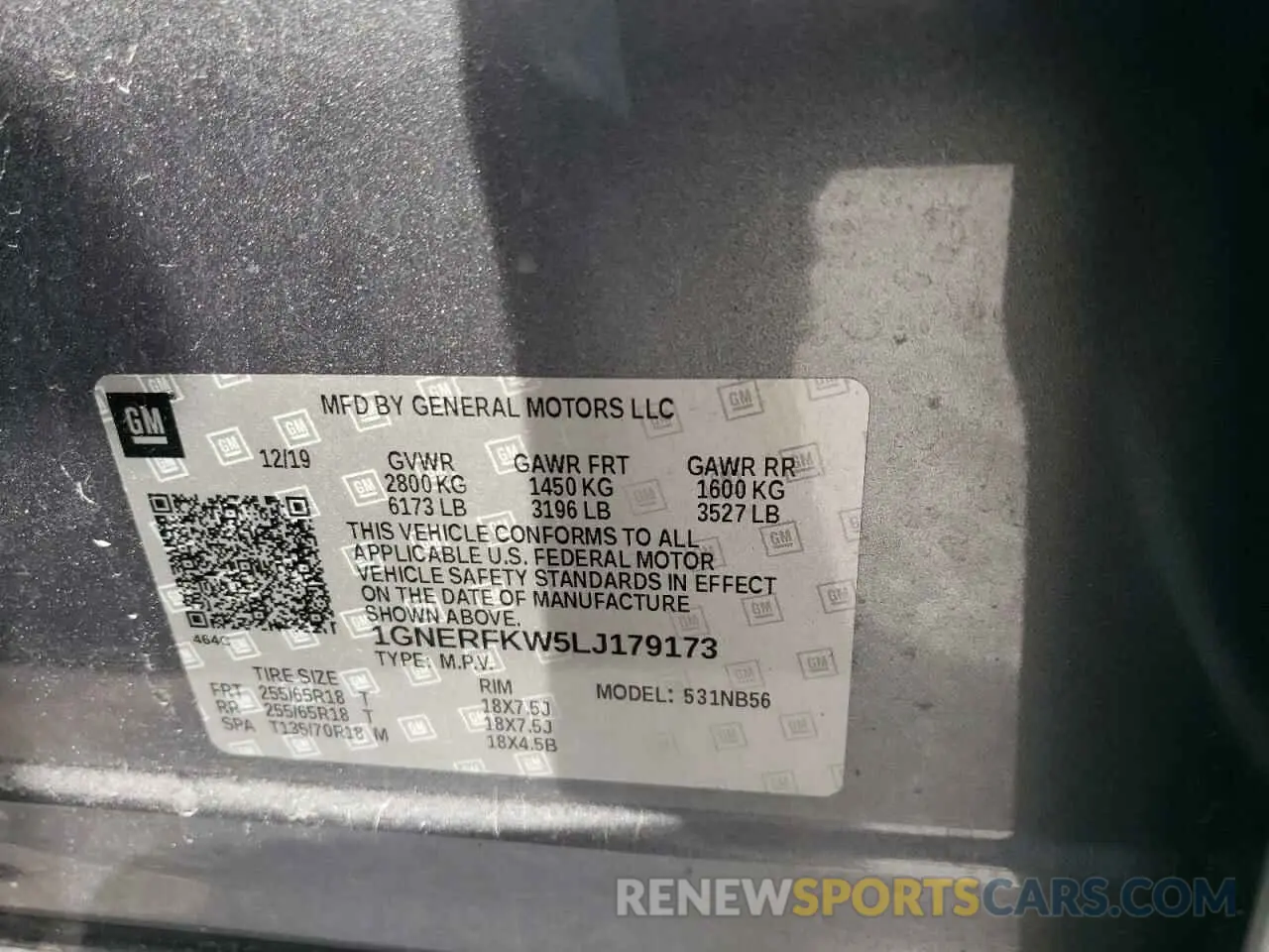 14 Photograph of a damaged car 1GNERFKW5LJ179173 CHEVROLET TRAVERSE 2020