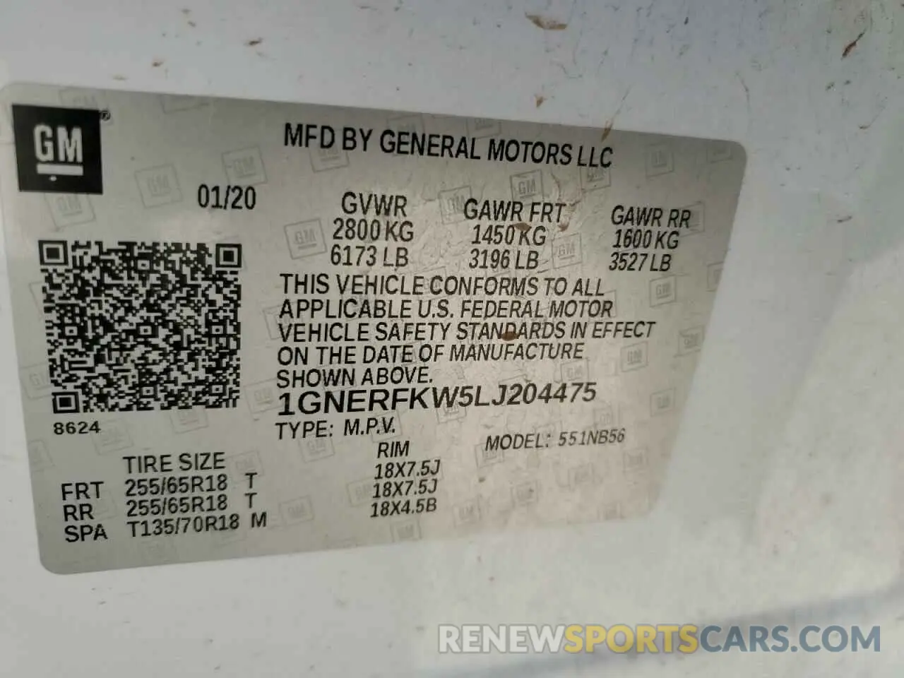 12 Photograph of a damaged car 1GNERFKW5LJ204475 CHEVROLET TRAVERSE 2020