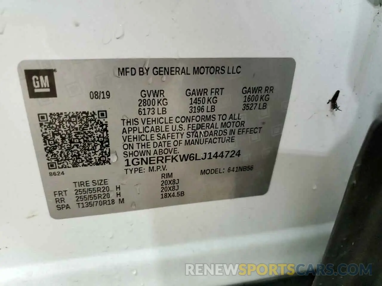 14 Photograph of a damaged car 1GNERFKW6LJ144724 CHEVROLET TRAVERSE 2020