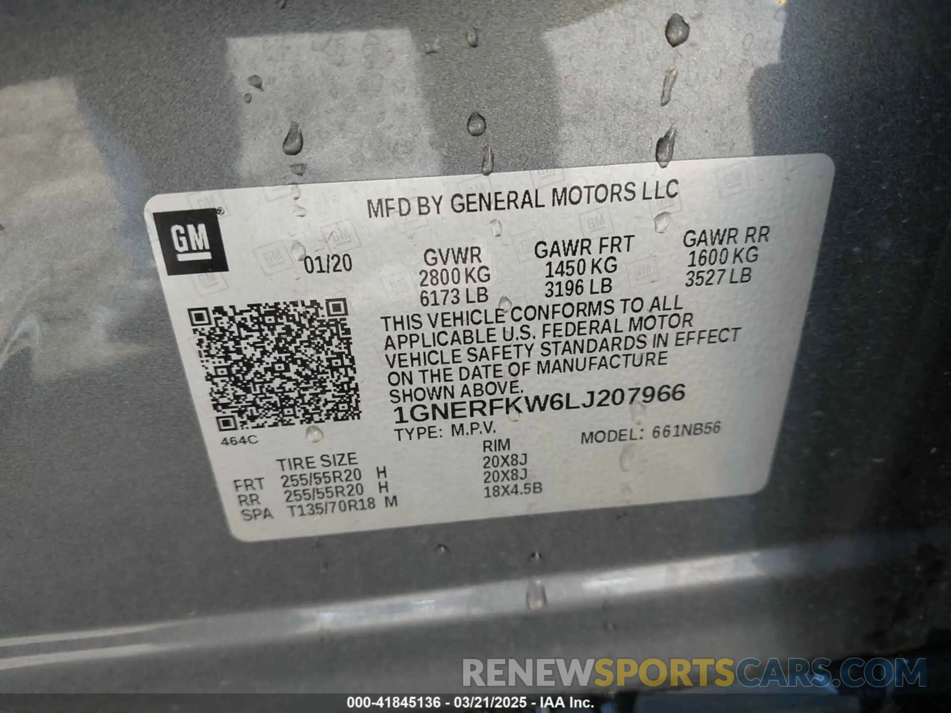 9 Photograph of a damaged car 1GNERFKW6LJ207966 CHEVROLET TRAVERSE 2020