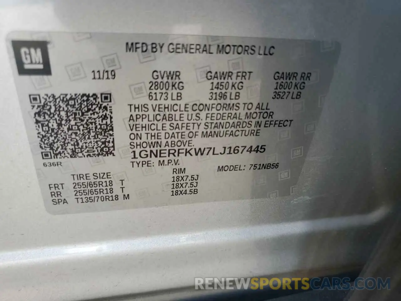 12 Photograph of a damaged car 1GNERFKW7LJ167445 CHEVROLET TRAVERSE 2020