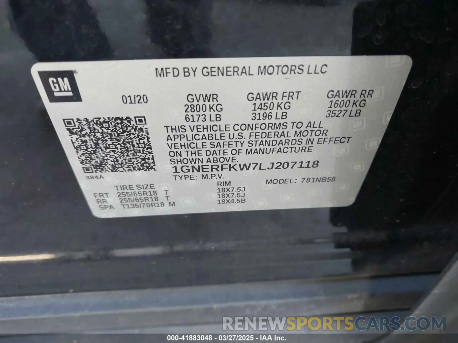 9 Photograph of a damaged car 1GNERFKW7LJ207118 CHEVROLET TRAVERSE 2020