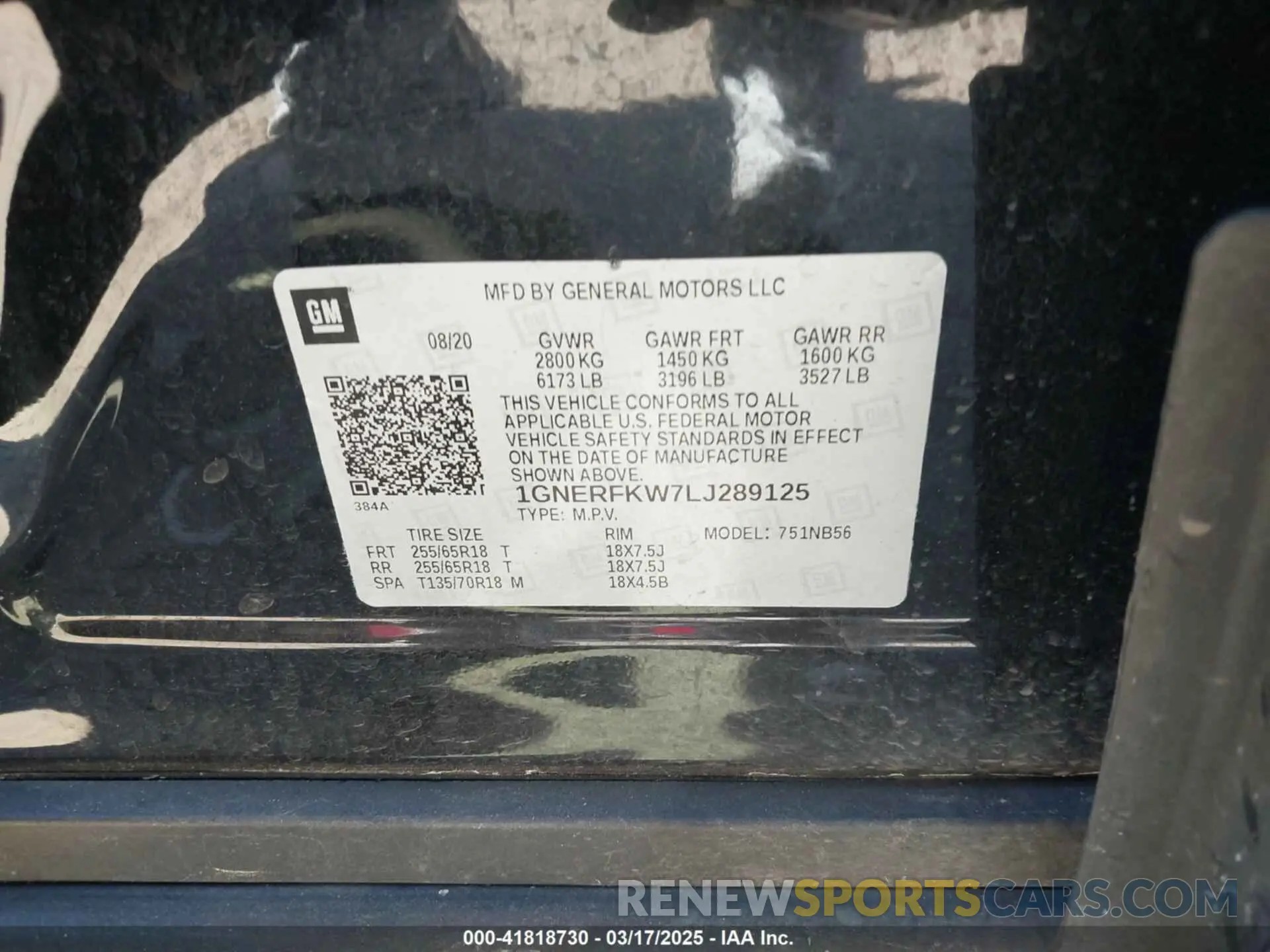 9 Photograph of a damaged car 1GNERFKW7LJ289125 CHEVROLET TRAVERSE 2020