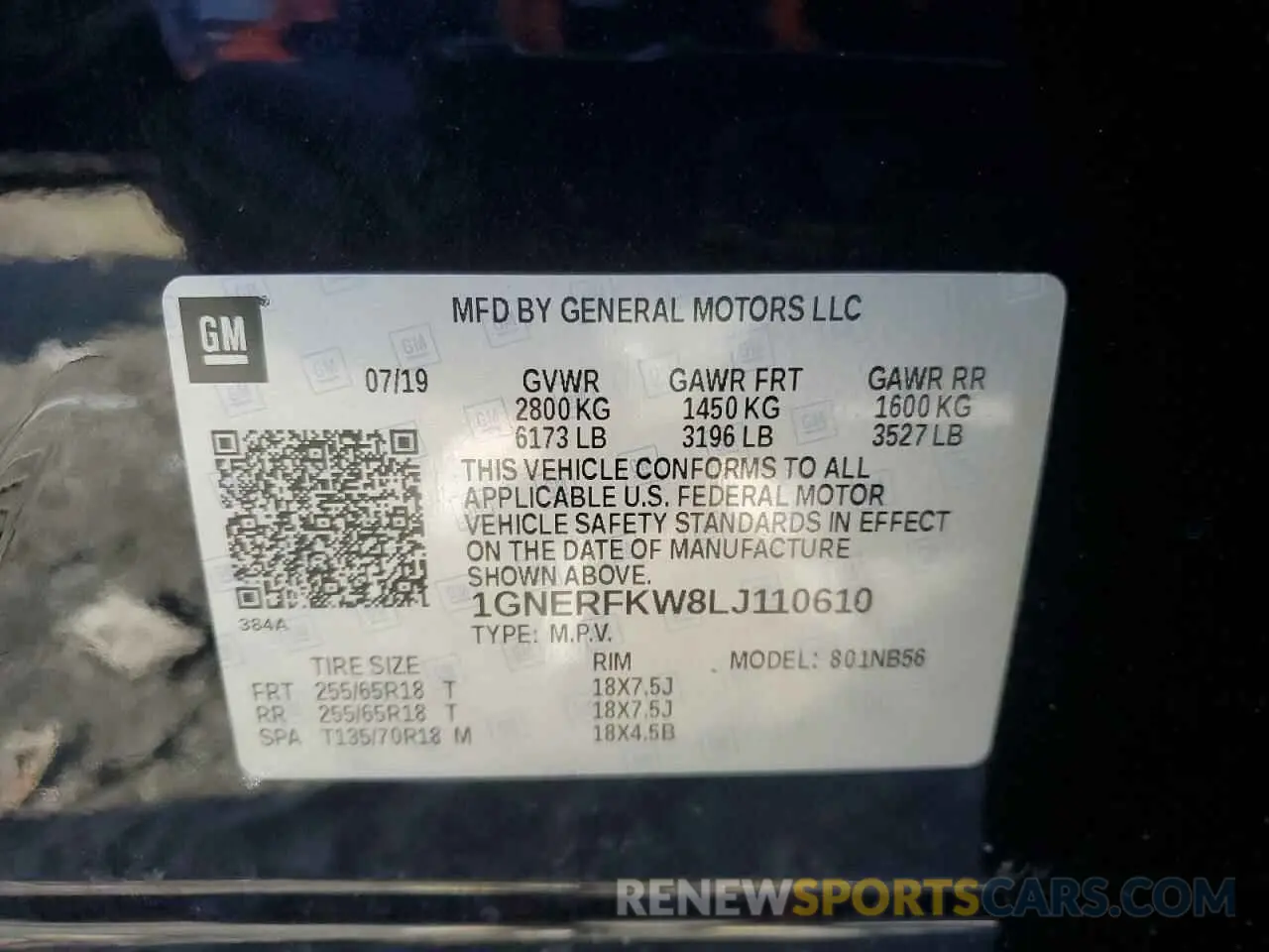 13 Photograph of a damaged car 1GNERFKW8LJ110610 CHEVROLET TRAVERSE 2020