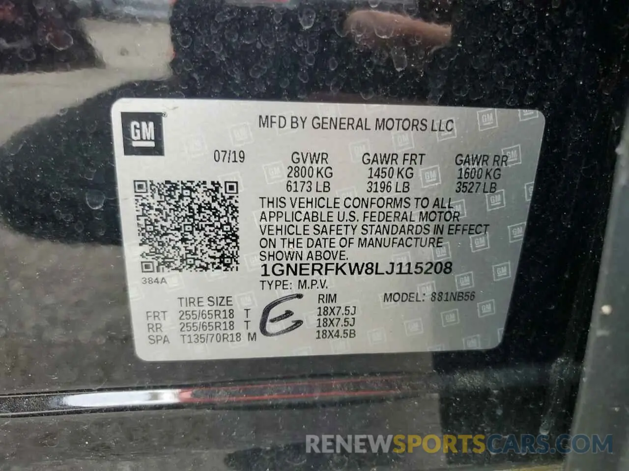 12 Photograph of a damaged car 1GNERFKW8LJ115208 CHEVROLET TRAVERSE 2020