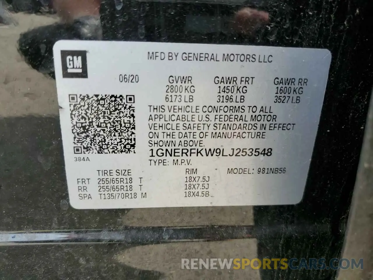 13 Photograph of a damaged car 1GNERFKW9LJ253548 CHEVROLET TRAVERSE 2020