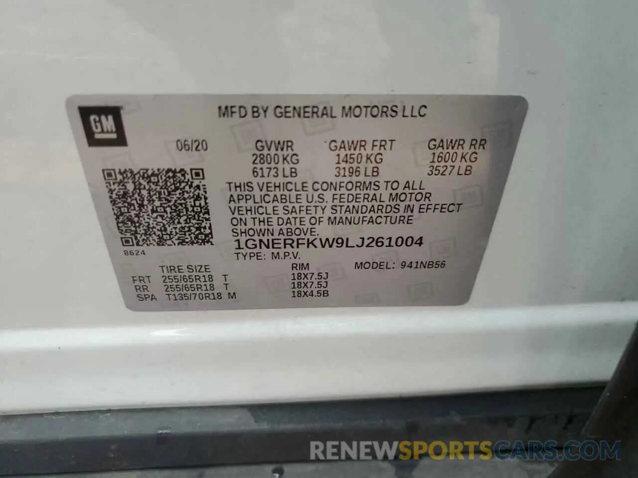 14 Photograph of a damaged car 1GNERFKW9LJ261004 CHEVROLET TRAVERSE 2020
