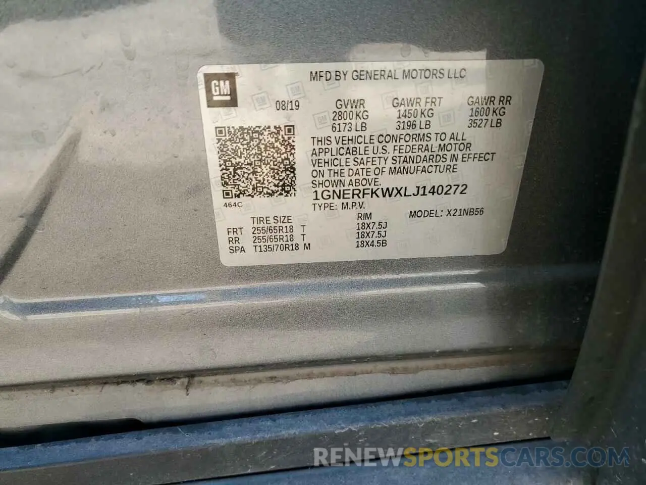 15 Photograph of a damaged car 1GNERFKWXLJ140272 CHEVROLET TRAVERSE 2020