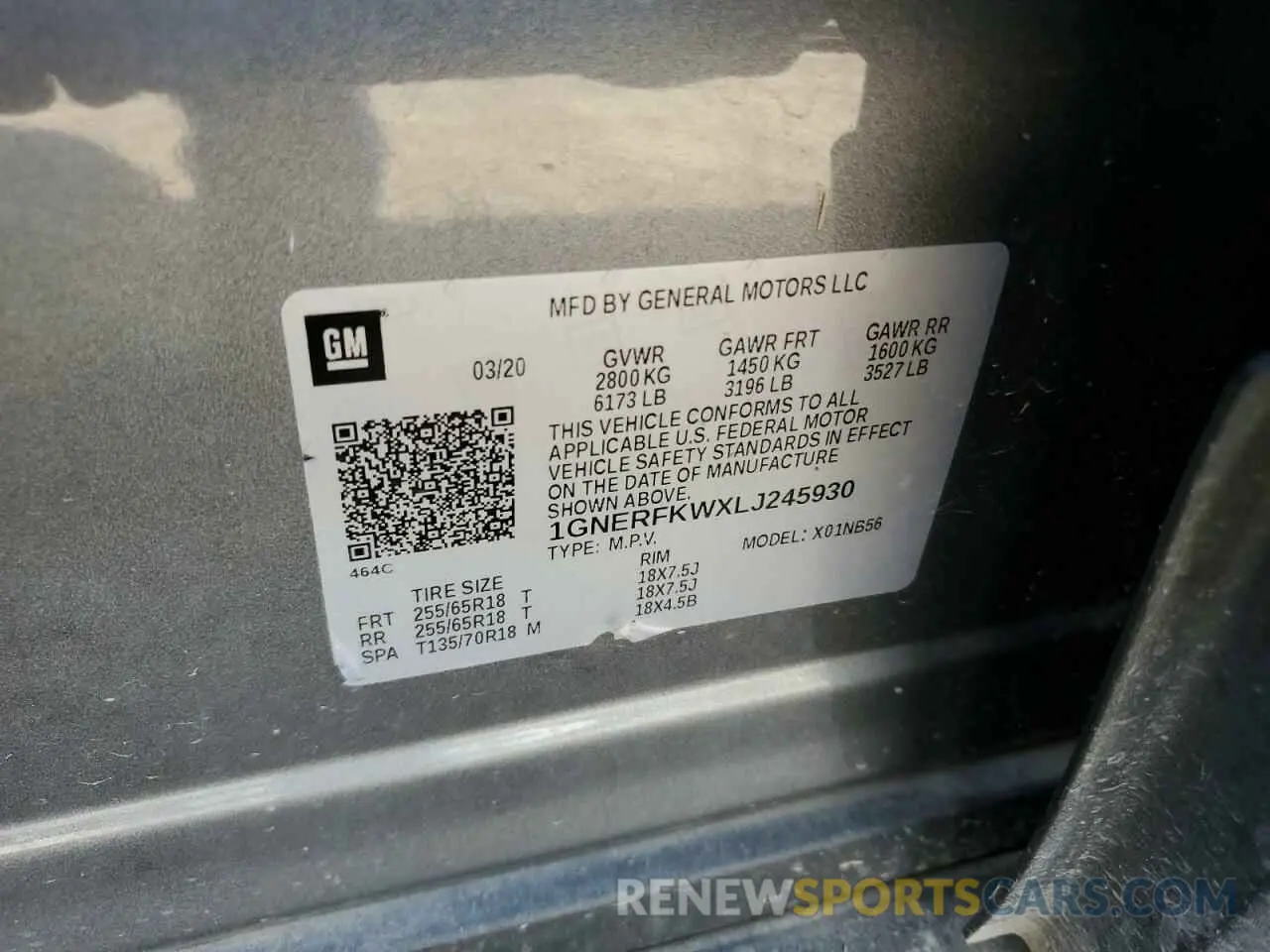 14 Photograph of a damaged car 1GNERFKWXLJ245930 CHEVROLET TRAVERSE 2020