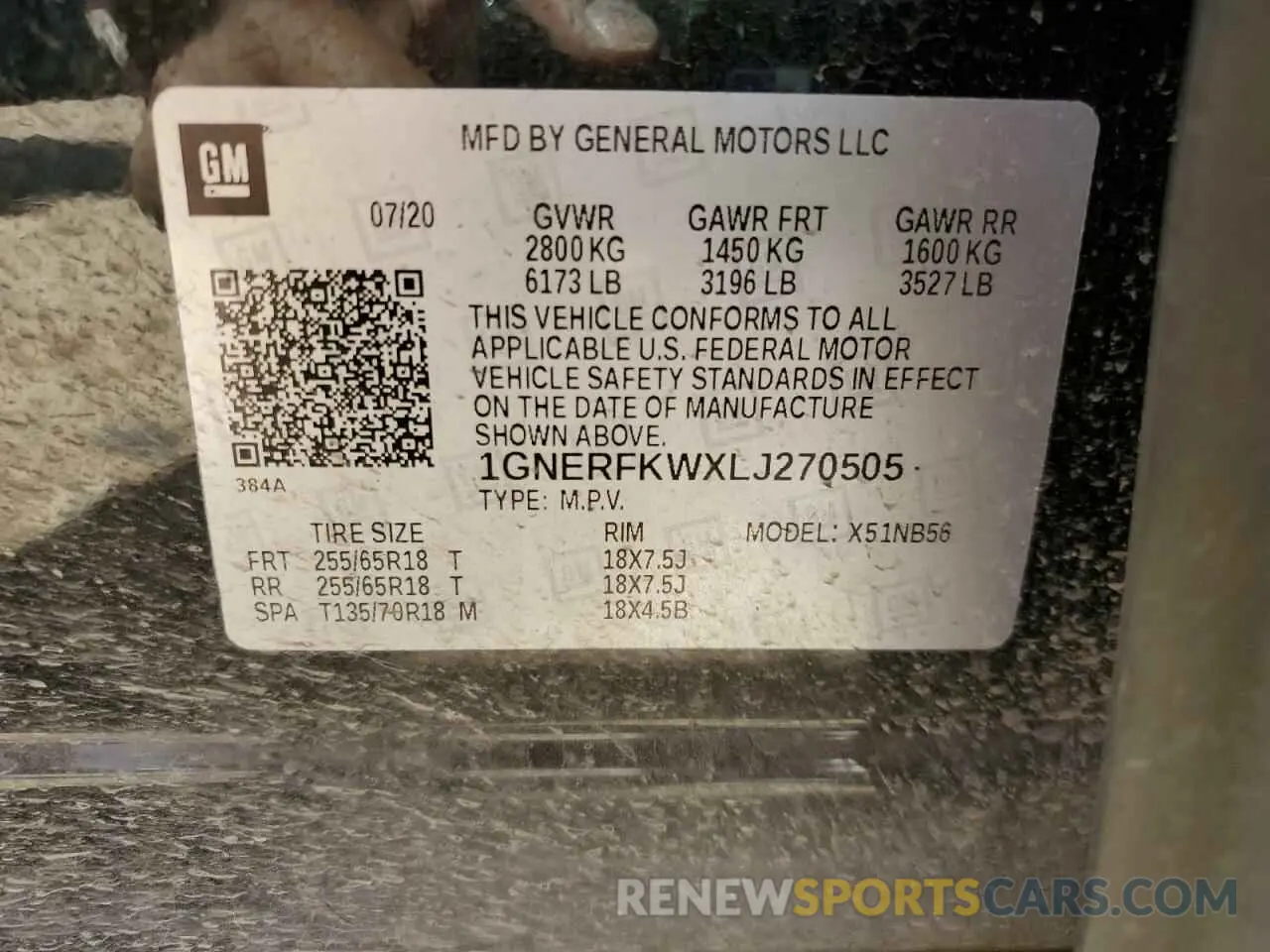 13 Photograph of a damaged car 1GNERFKWXLJ270505 CHEVROLET TRAVERSE 2020