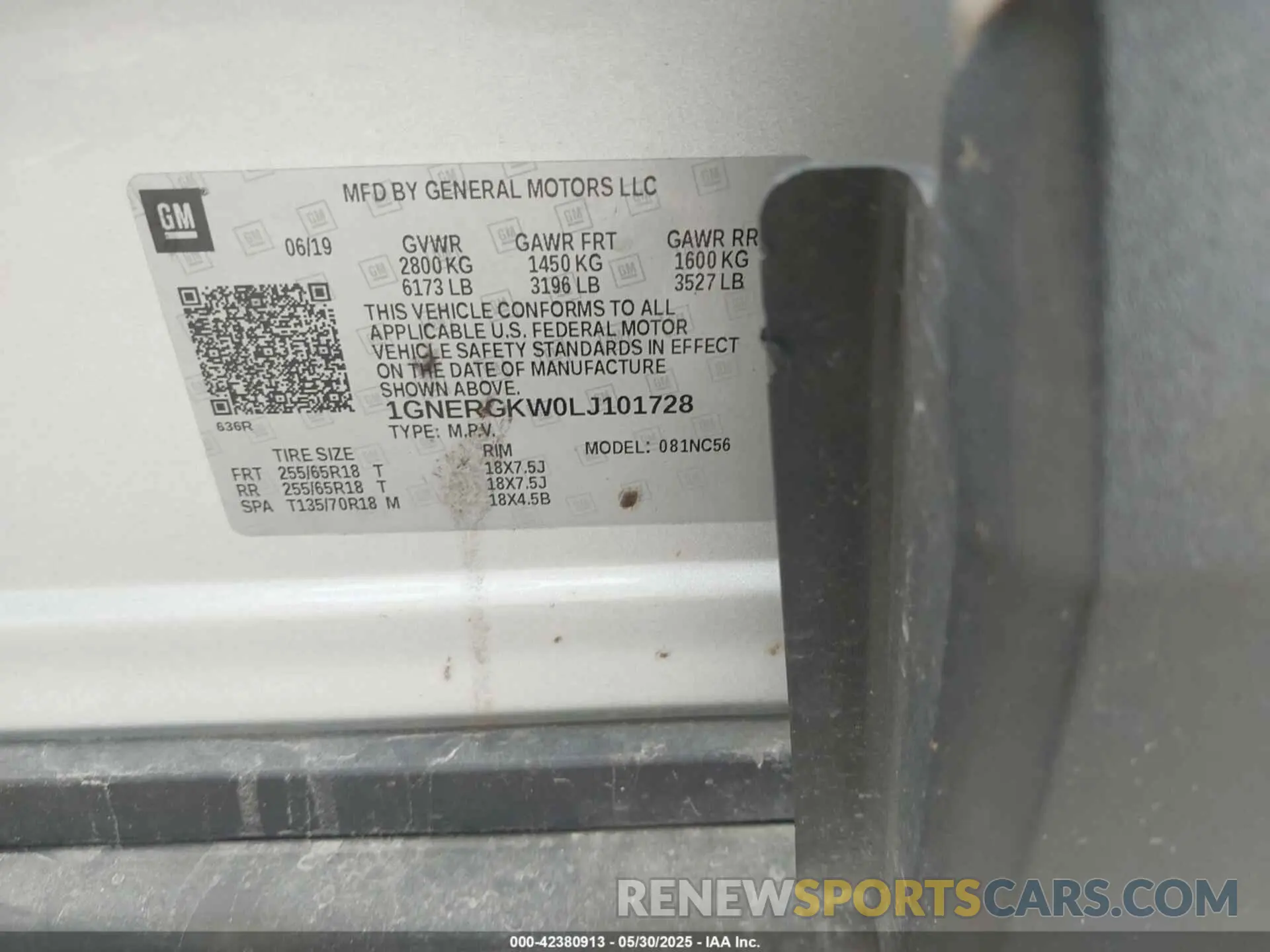 9 Photograph of a damaged car 1GNERGKW0LJ101728 CHEVROLET TRAVERSE 2020