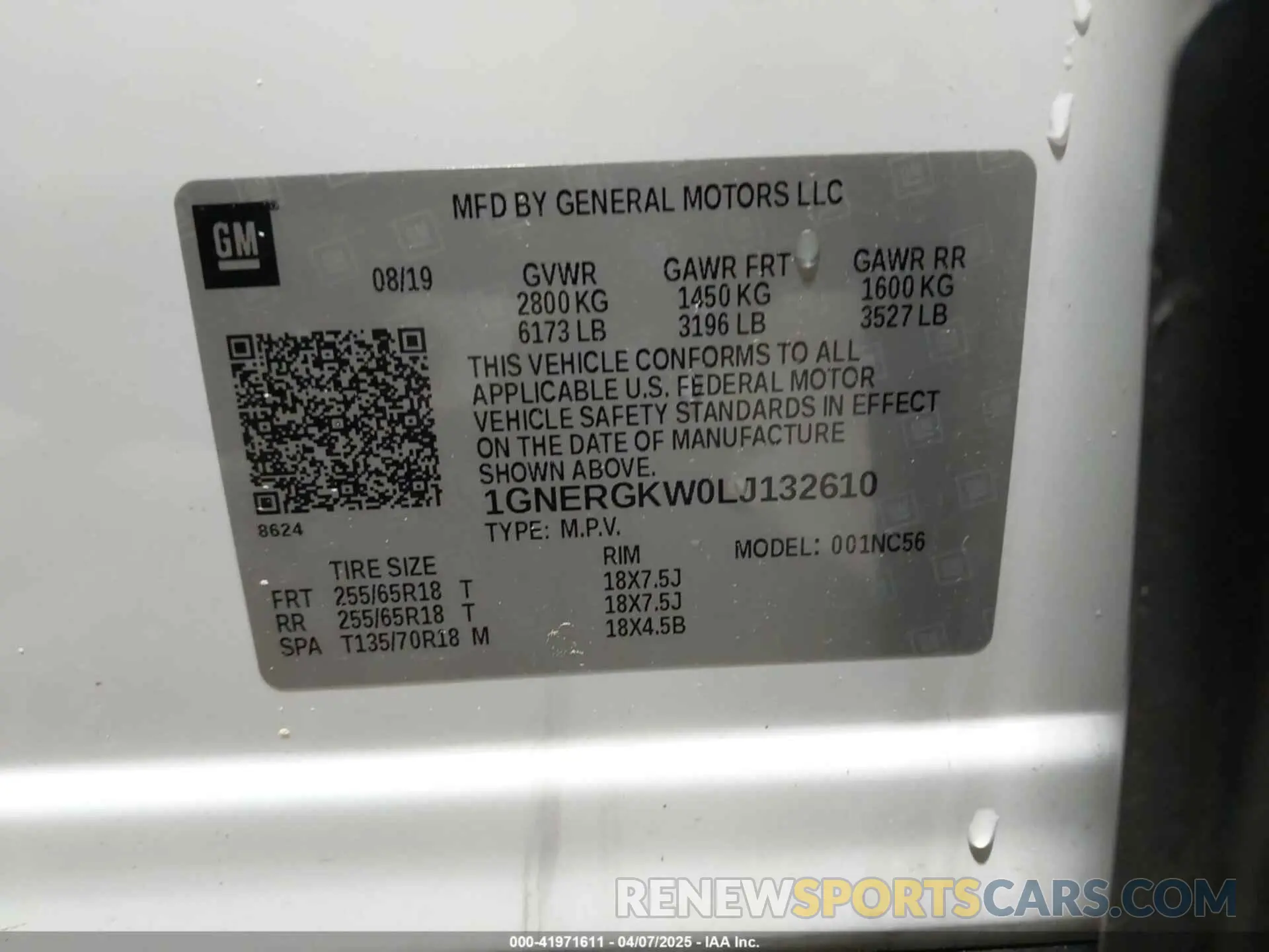 9 Photograph of a damaged car 1GNERGKW0LJ132610 CHEVROLET TRAVERSE 2020